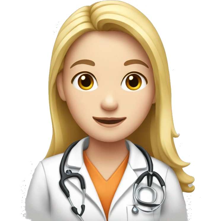 a blonde girl veterinarian with a cow emoji