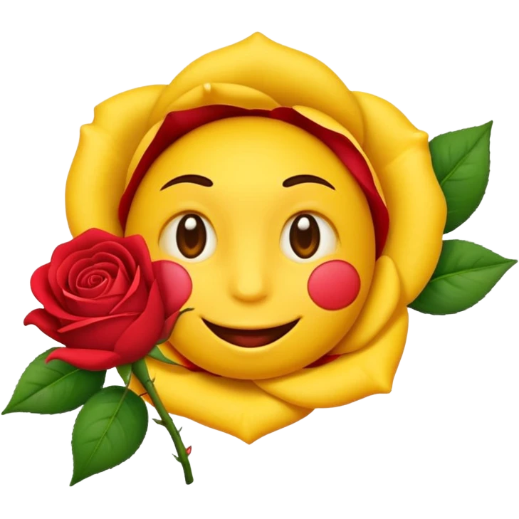 Un emoji jaune normale qui fait un clin d’œil avec une rose dans la bouche emoji