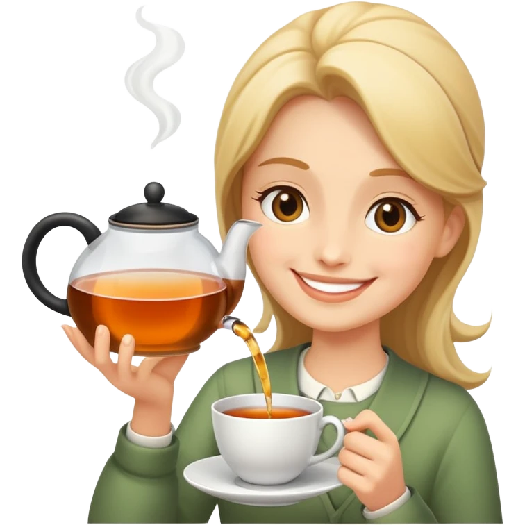 smiling person pouring tea emoji