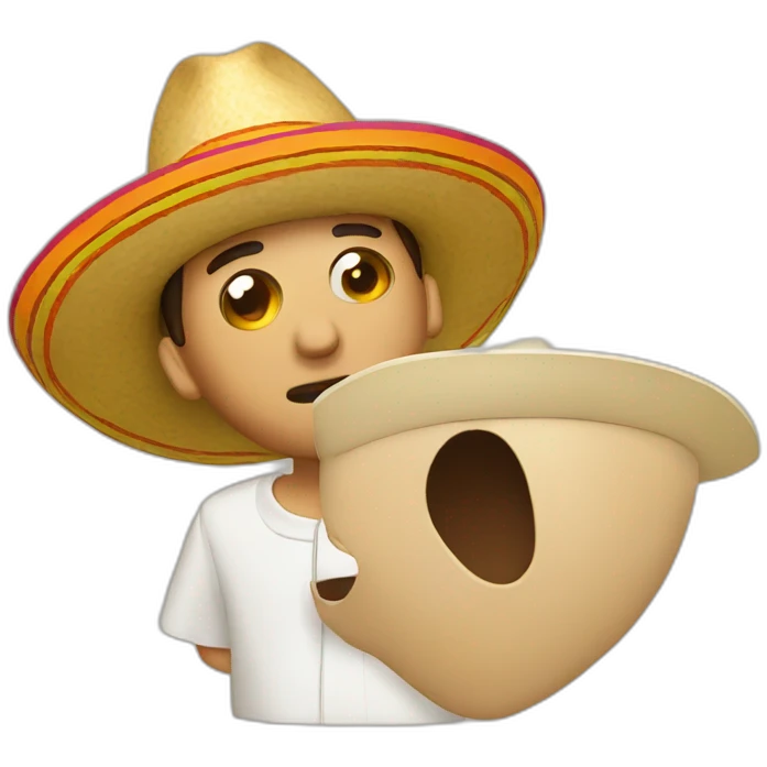 sombrero man telling a secret emoji