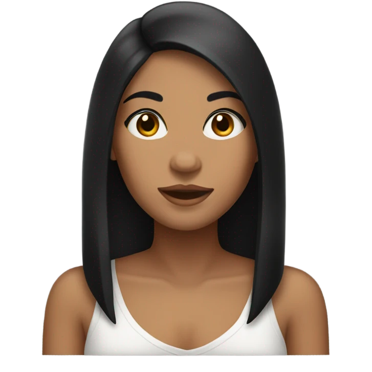 black hair middle part tan girl  emoji