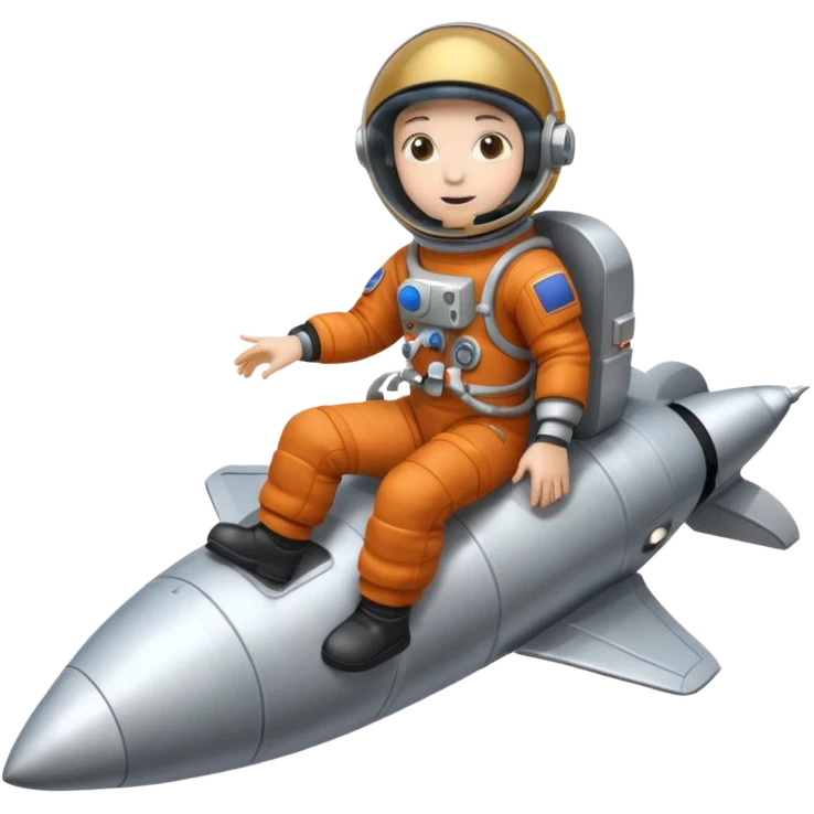 astronaut siting on top of rocket taking off emoji