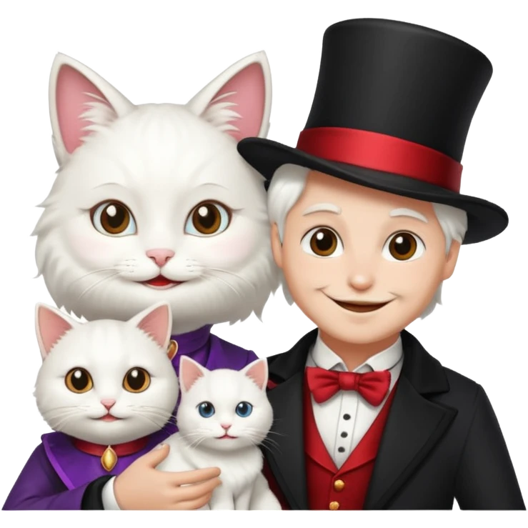 magician couple and their pet cat emoji