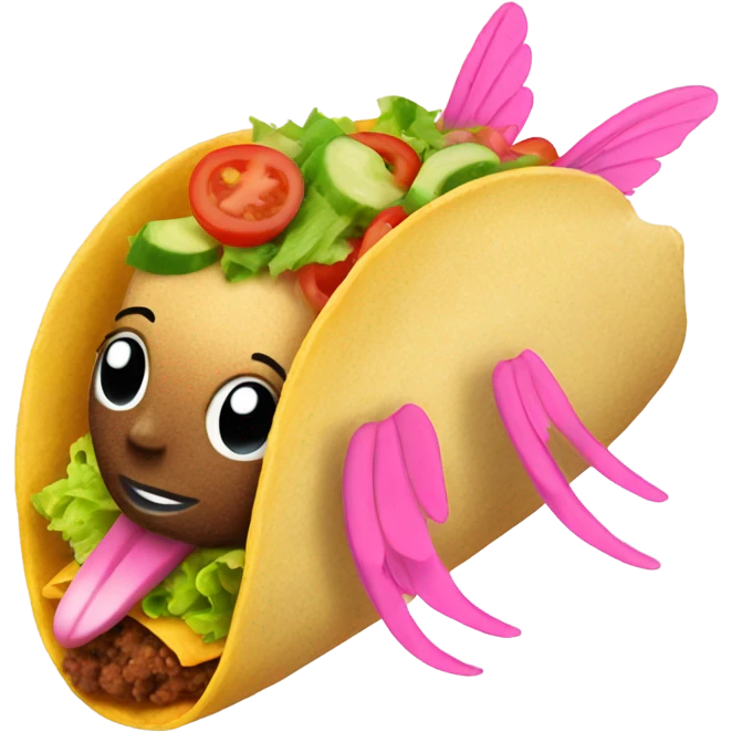 Taco with pink wings and green boots emoji