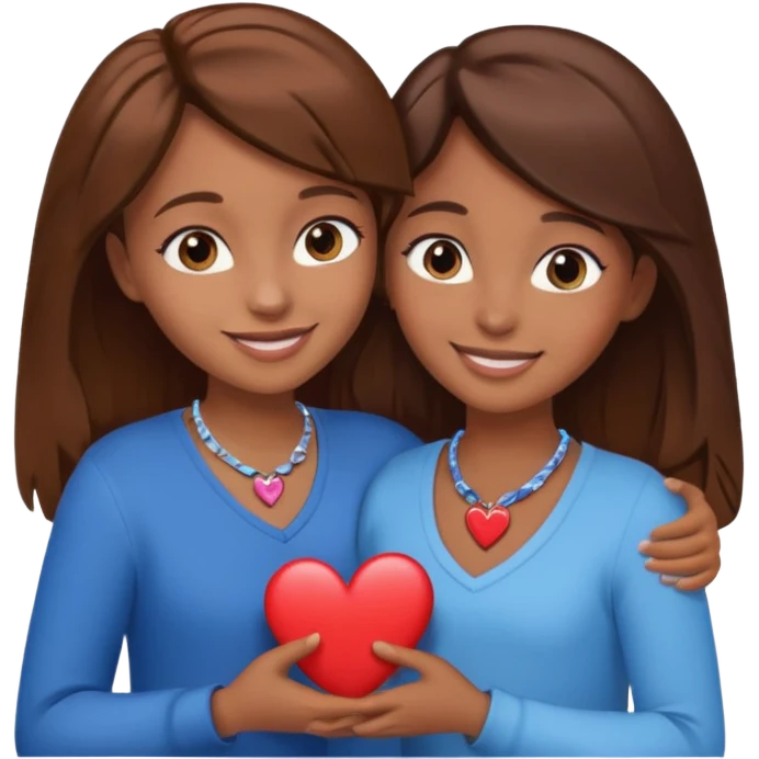 2 bff brown hair and brown hair and blue eye and brown eye and girl heart 2 girl emoji