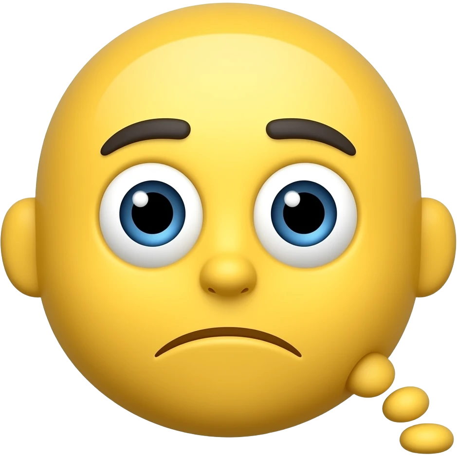 verry round yellow face emoji who is thinking emoji