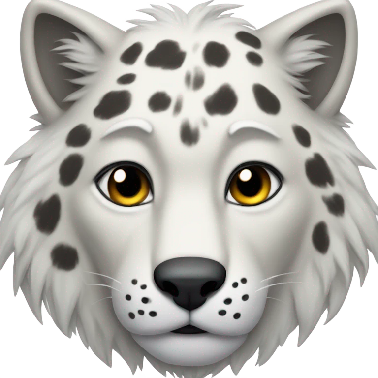 A head that is half wolf, half snow leopard  emoji