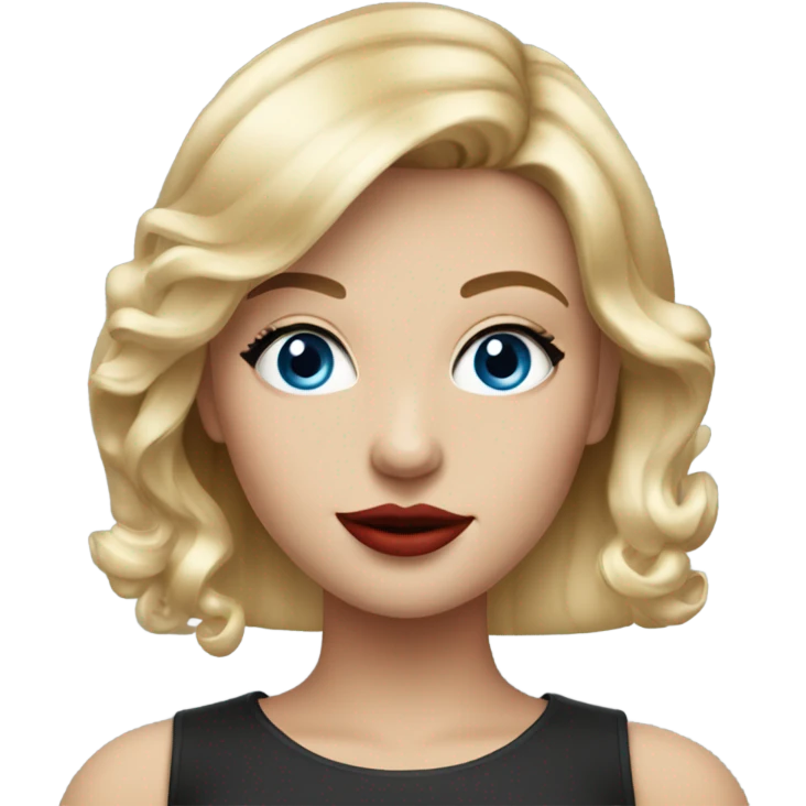 Realistic blonde girl, blue eyes, red lipstick and crop hairstyle emoji
