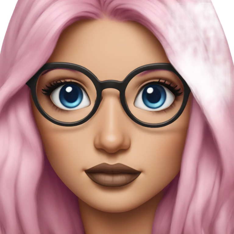 Hyper Realistic kylie jenner pink hair blue eyes and glasses  emoji