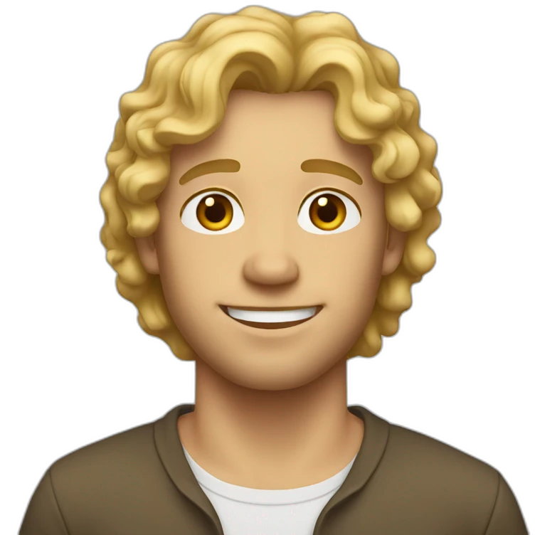  Blond guy with brown curly hair emoji