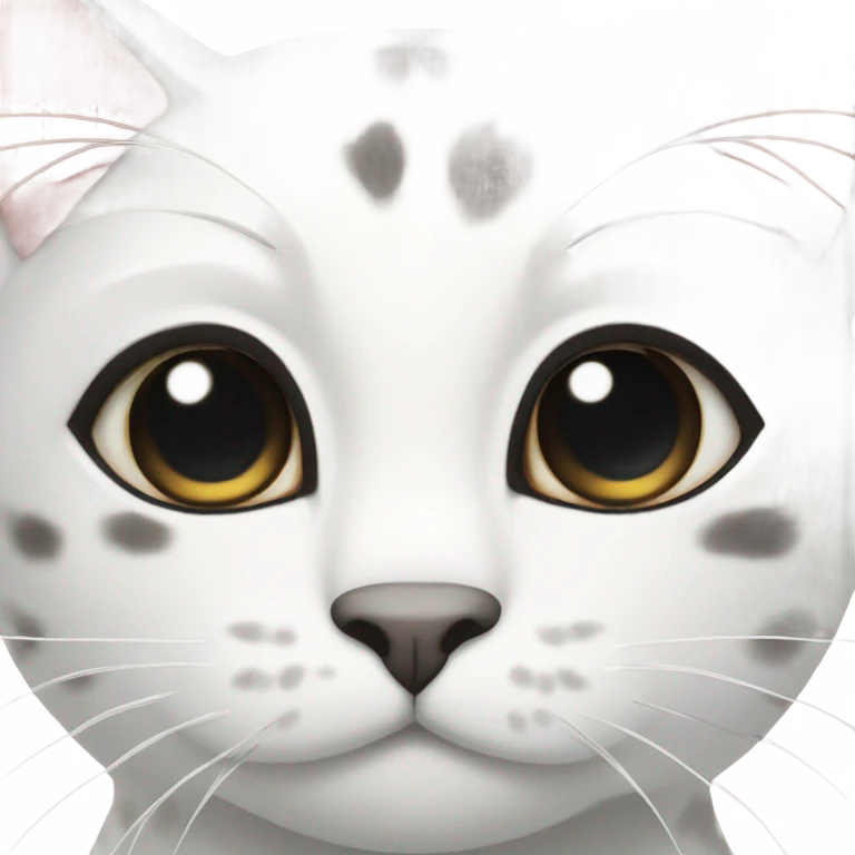 A white cat named suki with black spots emoji