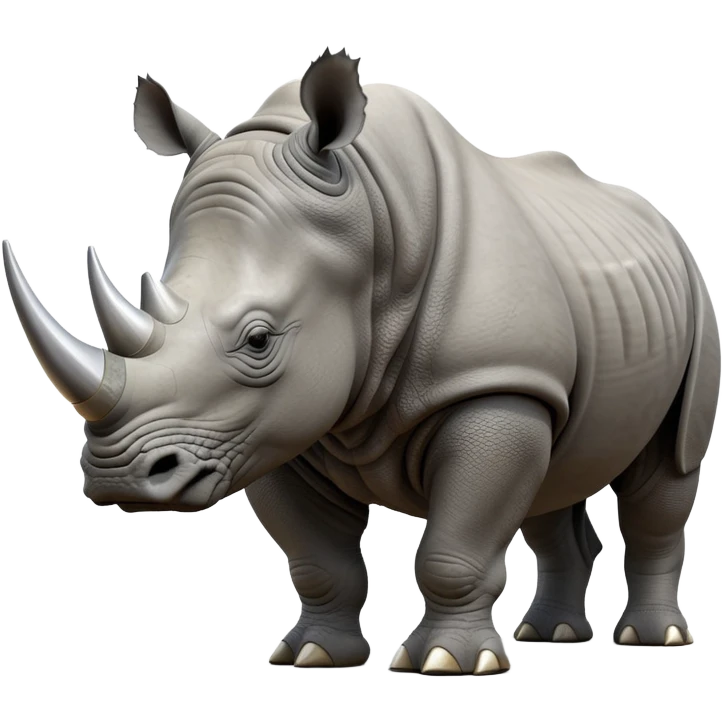 cinematic-rhino-realistic-full-body-standing-emoji,-massive-armored-body-poised-powerfully,-thick-horn-curving-slightly-forward,-head-tilted-dramatically,-rough-grey-hide-covered-in-dust,-simplified-yet-realistic-focused-features,-highly-detailed,-glowing-with-an-almost-sarcastic-glow emoji