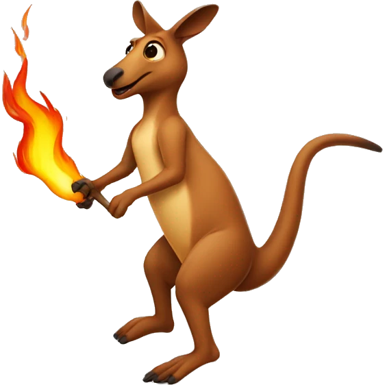 Kangaroo running fire emoji