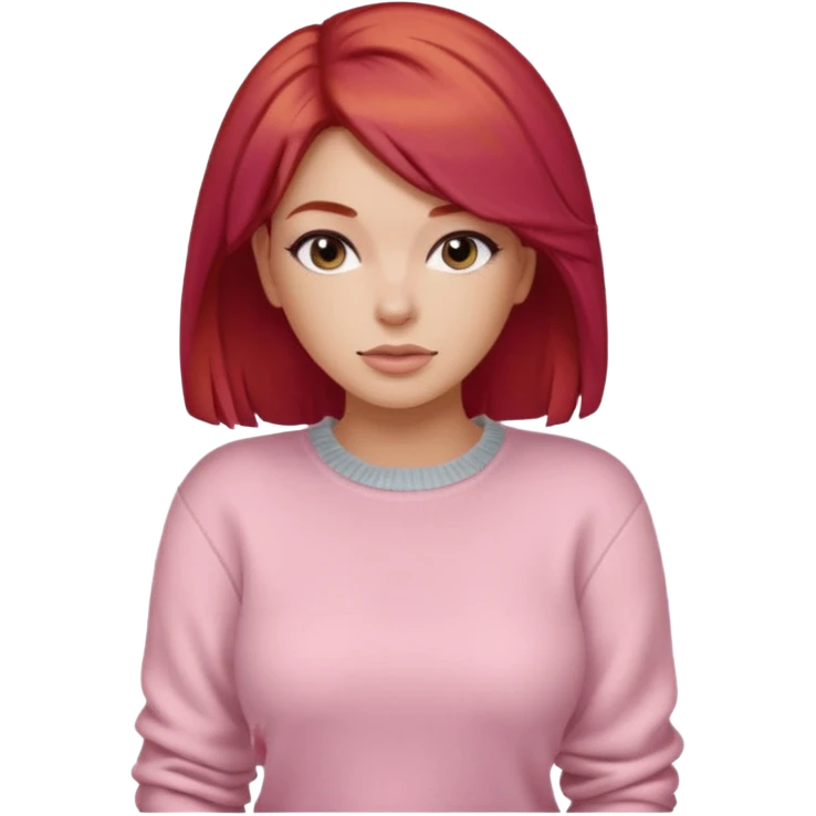 Chloe Kardashian with red hair using a light pink sweater emoji