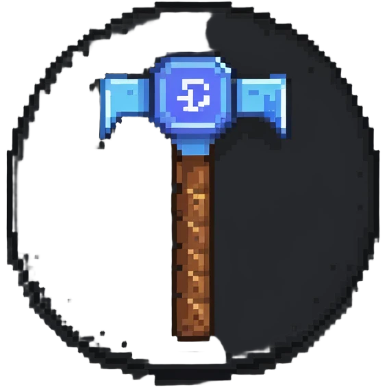 Discord-style moderator badge with hammer symbol emoji