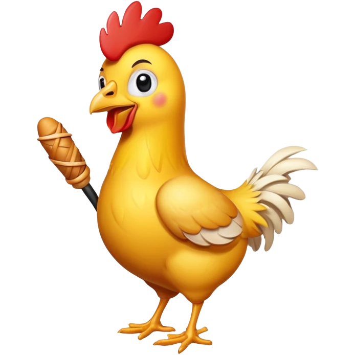 cartoon chicken with a drumstick emoji