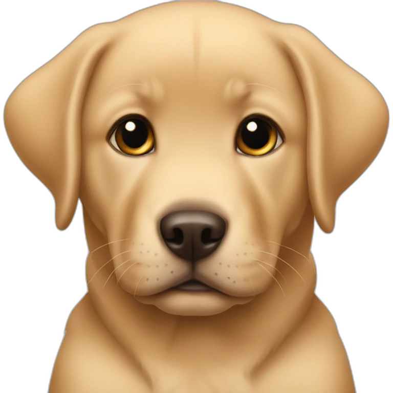 A baby looks a labrador emoji