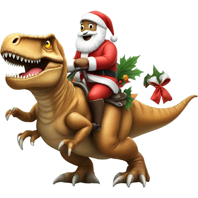 Santa Claus riding a T rex  emoji