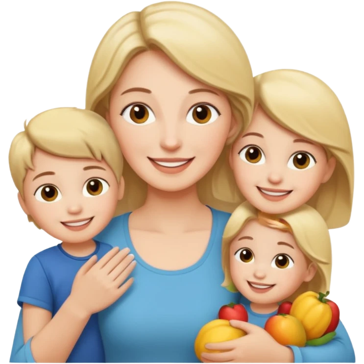 Single family home mom and two young kids emoji