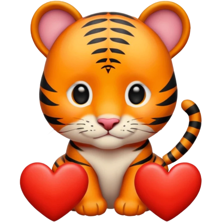 baby tiger surrounded by hearts emoji