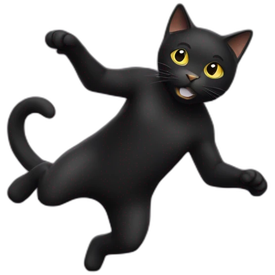 Black cat breakdancing emoji