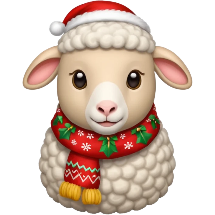 sheep with christmas scarf emoji