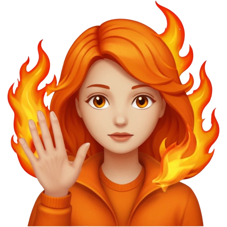 woman with her hand on fire emoji