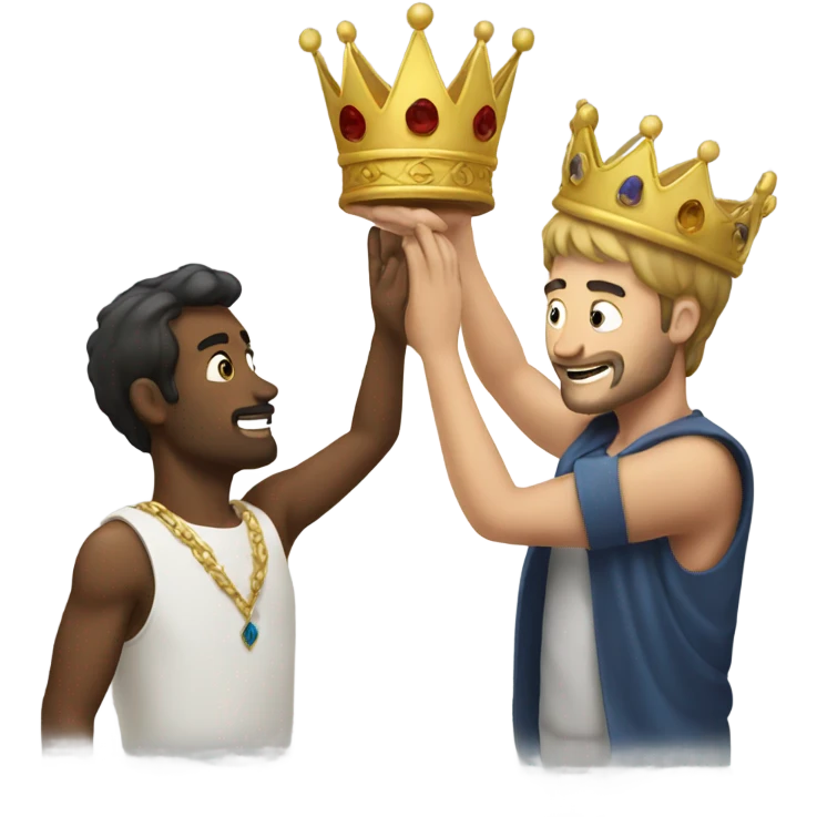 Man crowning another man emoji