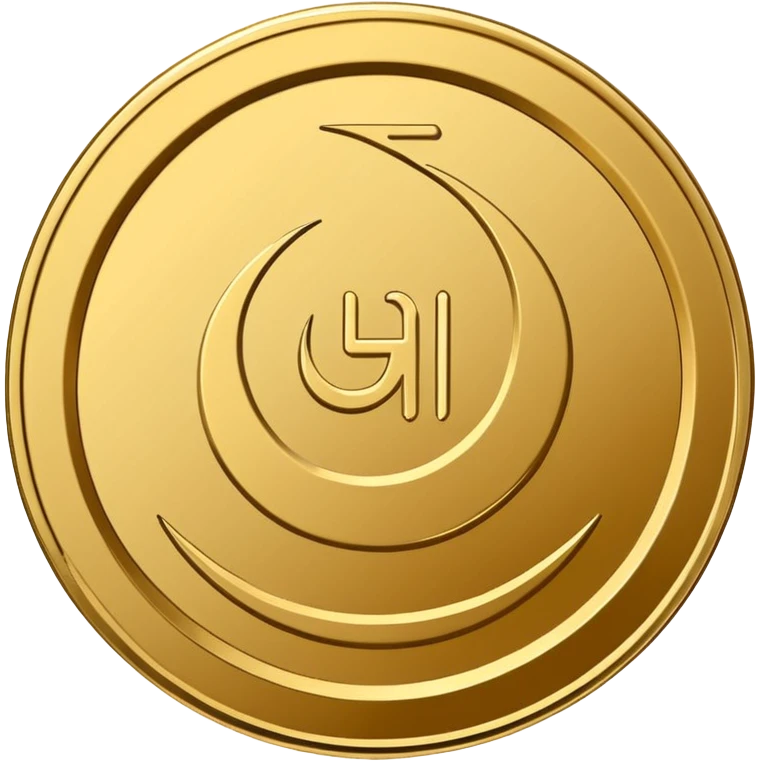 Minimal line-art icon of a coin with a small halal Arabic checkmark (حلال) symbol beside it, clean modern style, simple outlines, straight angle, no background, transparent, represents “halal income / halal money emoji