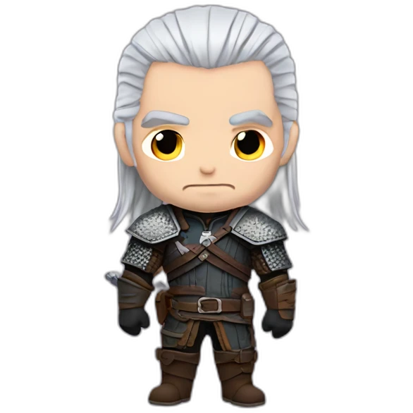 geralt the witcher as sweet big head chibi emoji