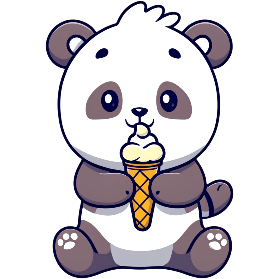 Panda eating ice cream emoji