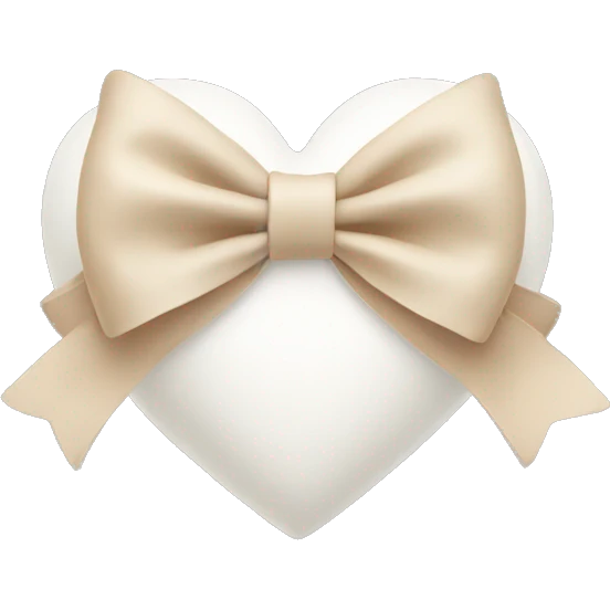 white heart with beige bow emoji