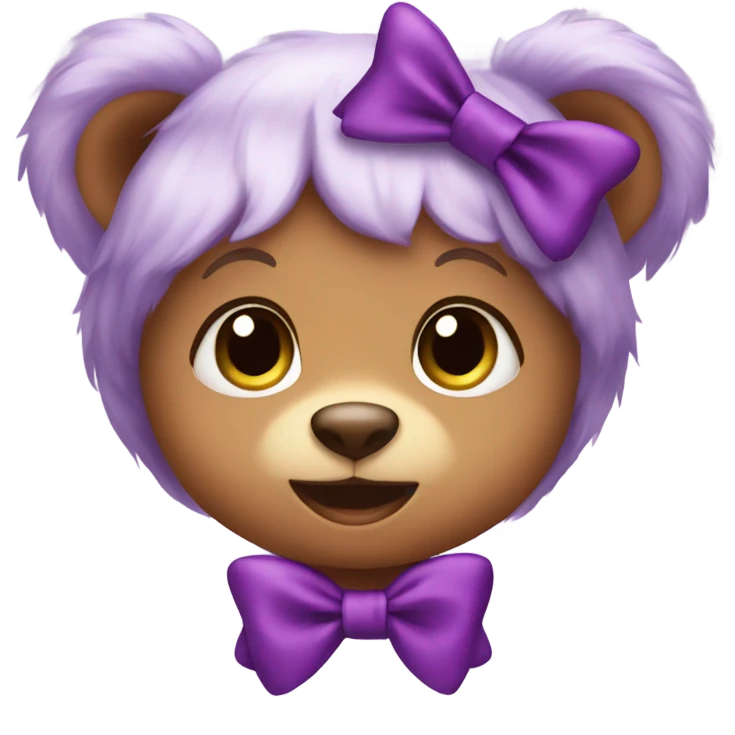 Baby bear wearing a purple hair bow  emoji