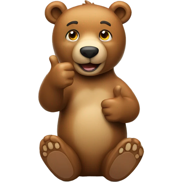 sitting light brown bear with thumb up emoji