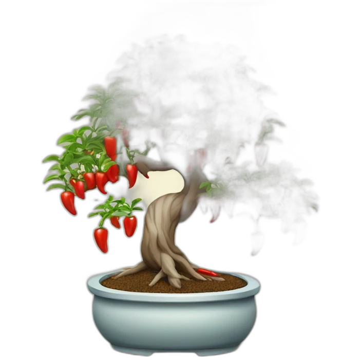 Bonsai tree with lots of chilli’s on it emoji