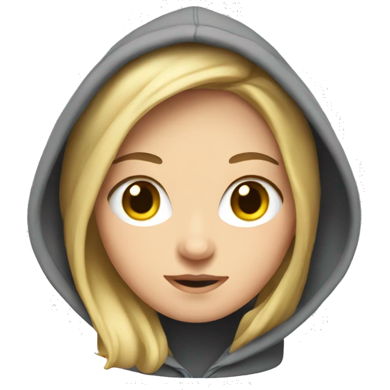 A white girl in a hoodie on a computer  emoji