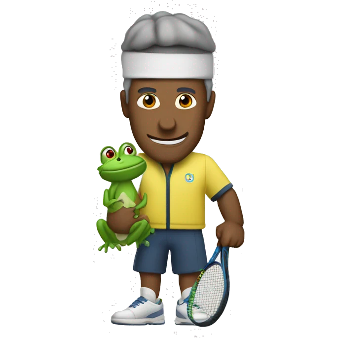 haz un emoji que describa a un hombre que le gusta el tenis y la rana gustavo emoji