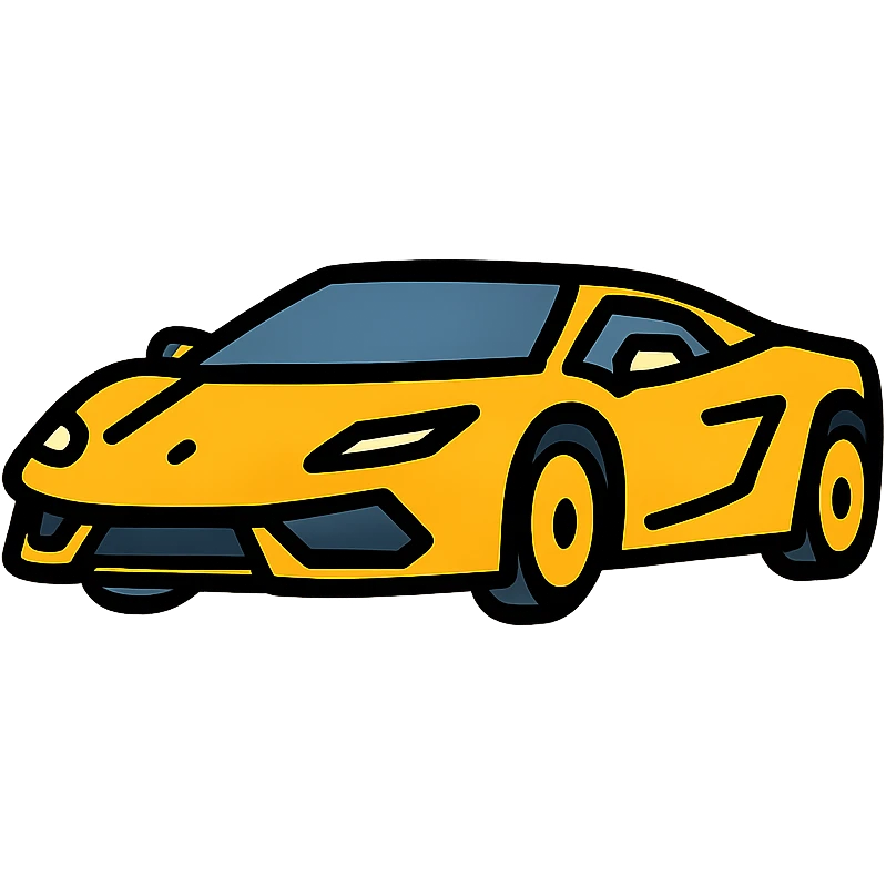 yellow Lamborghini, stylized icon, clean lines, modern look emoji