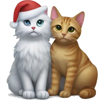 A Christmas tree ornament with a capabara and a cat with an angel  emoji