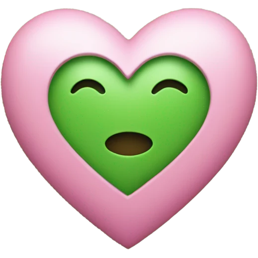 Half green and half pink heart emoji