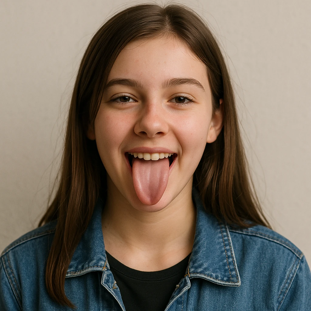 teen girl sticking out her tongue emoji