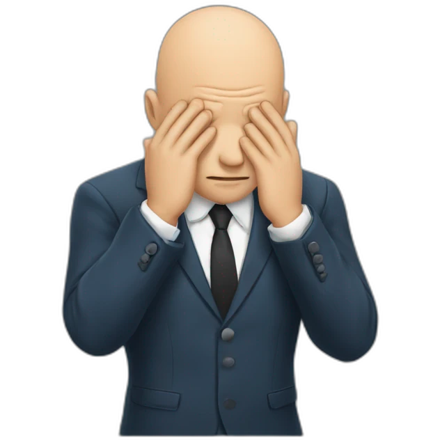  Bald facepalm in a suit emoji