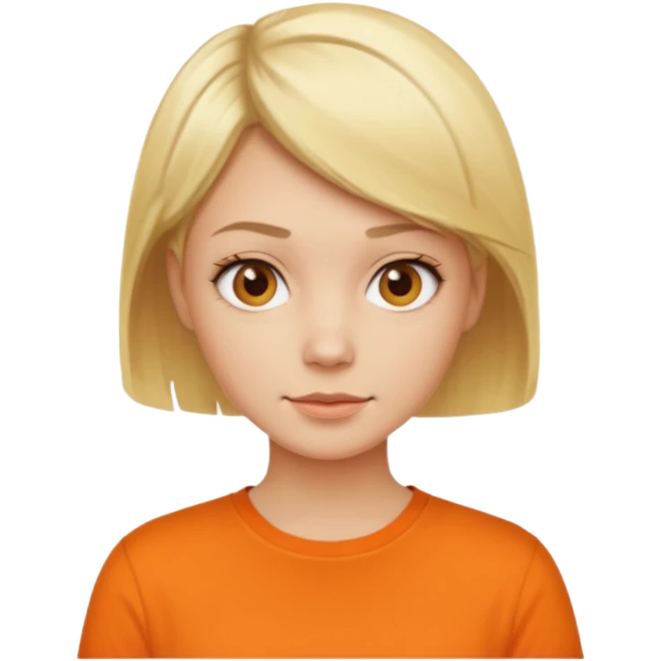 blond short hair woman with orange shirt emoji