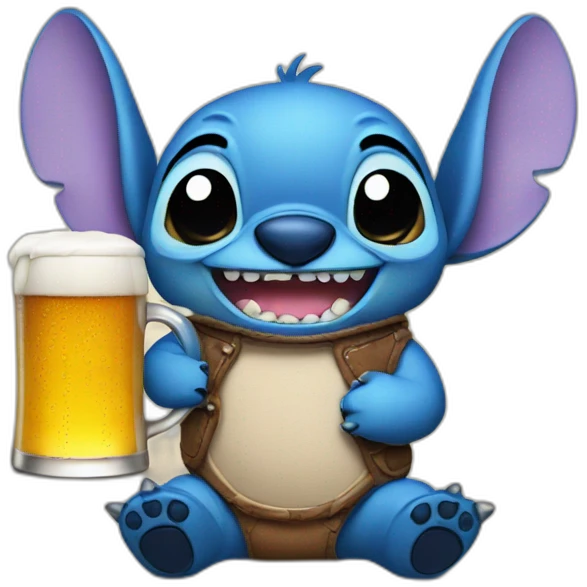 Stitch with beer emoji