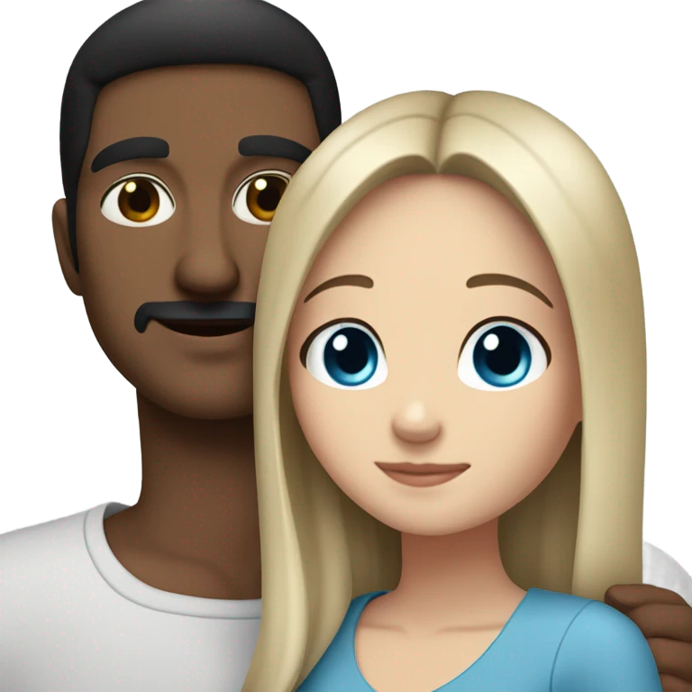 Mexican man with brown eyes hugging white girl with black hair and blue eyes emoji