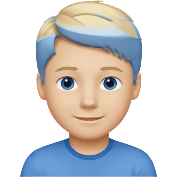 Blonde hair blue eyed boy wearing am emoji