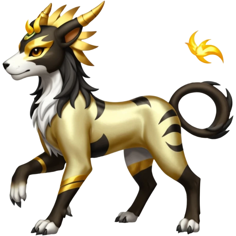 Solarpunk solar aesthetic shiny glowing divine lighting glimmering shimmering Houndoom-Solgaleo-Tigress-Luxray-Trico-fusion (full body) emoji