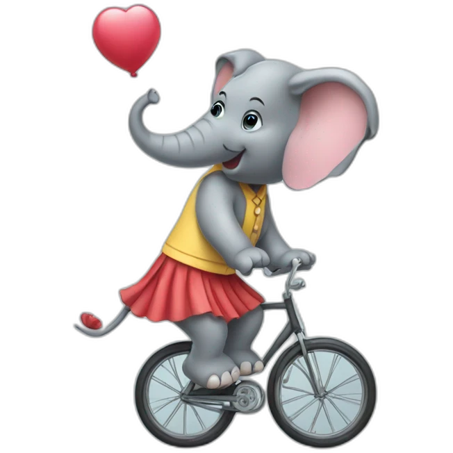 An elephant riding an unicycle wearing a skirt emoji