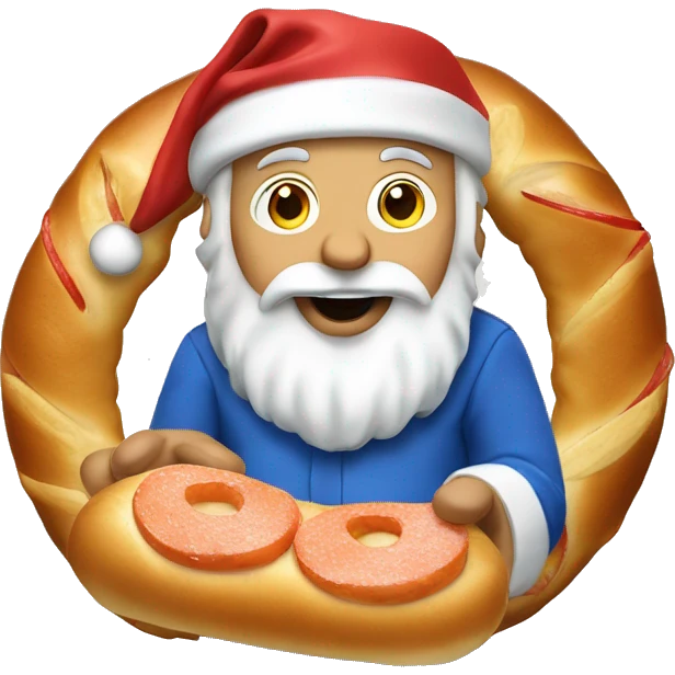 Jewish Santa eating a bagel with lox emoji