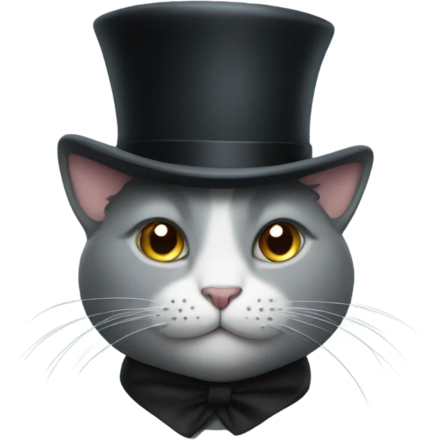 Grey cat wearing a top hat emoji